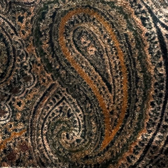 Vintage Maggie Lawrence W's Black w/ Brown Paisley Velvet Collar Long Wool Coat - Picture 10 of 12